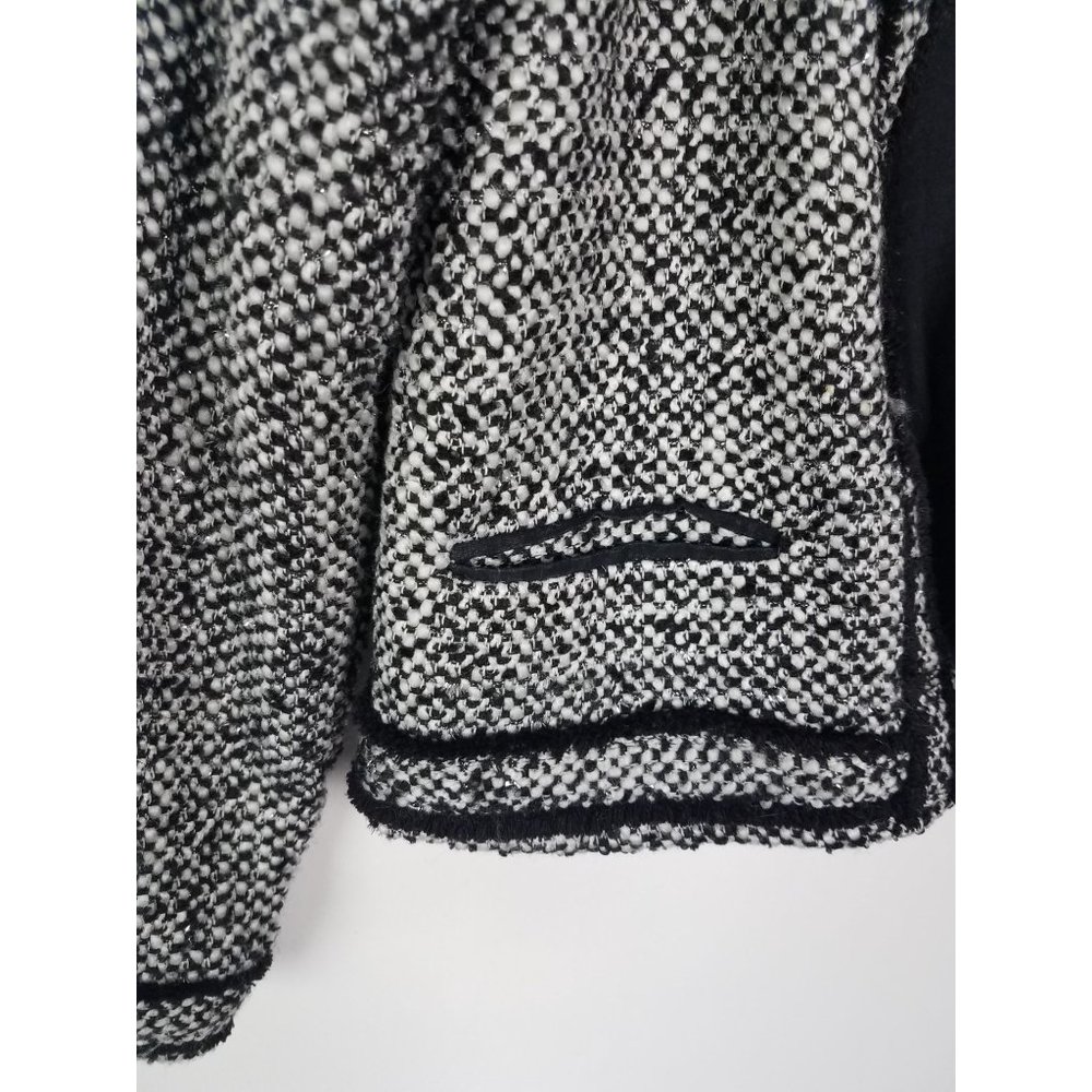 Lands' End Girls Sz. 7/8 Black/White/Silver Tweed Button Up Jacket/Blazer - Picture 6 of 9